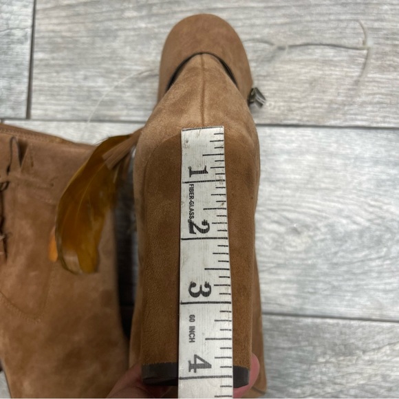 Jessica Simpson brown leather ankle boots open toe size 8.5M - Picture 4 of 10